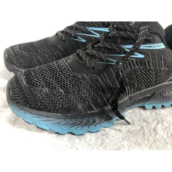 Skora Fit Running Shoes Woman's Black/Blue Lace-Up Training 8 - Picture 3 of 14